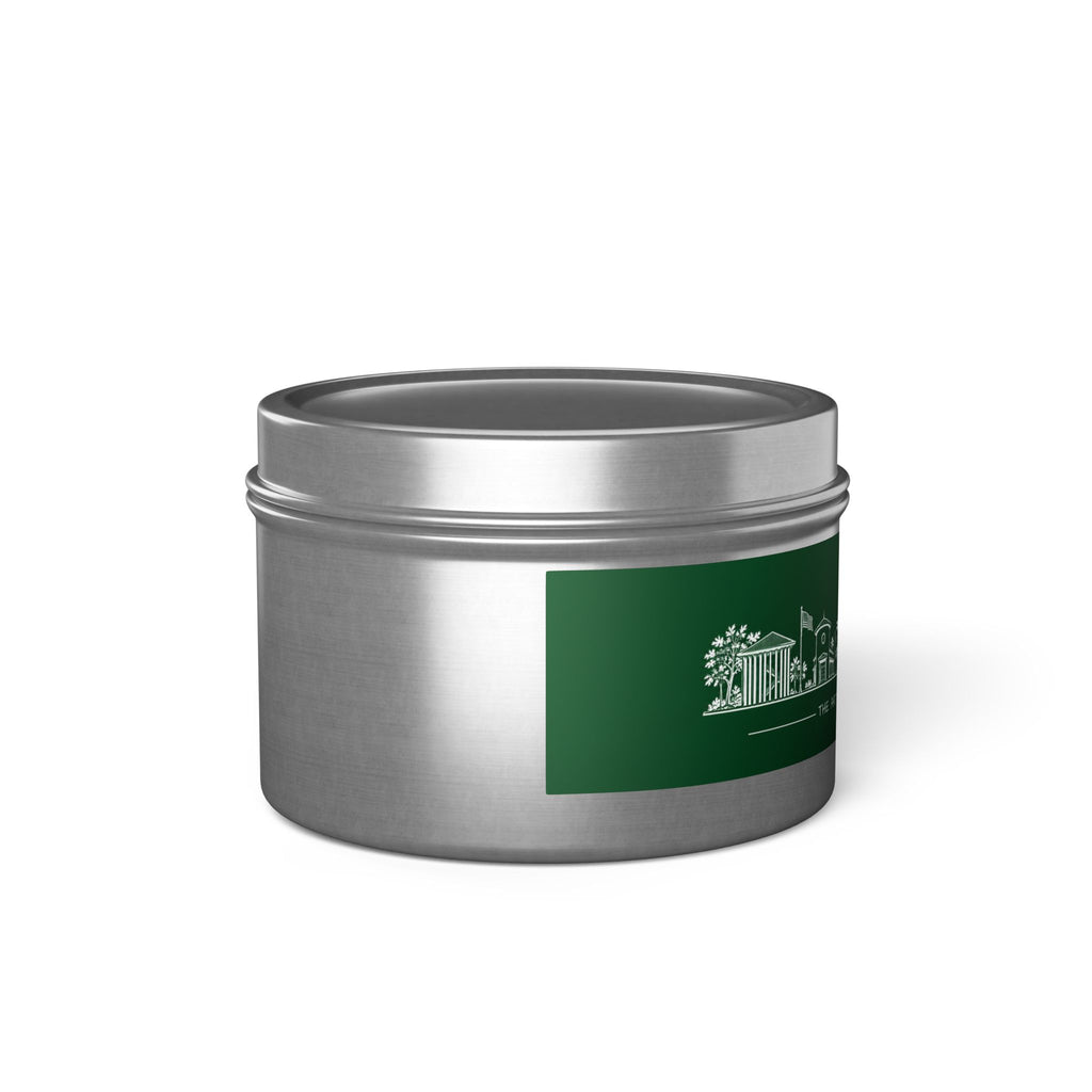 Town Silhouette Evergreen Tin Candle